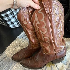 Tony Lama Tan Leather Cowboy Boots